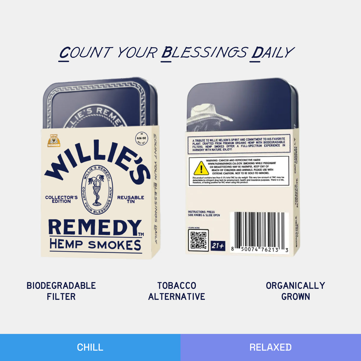 willie's remedy cigarettes Willie's Remedy Hemp Smokes 5ct Smokes Tin – Coast Smokes