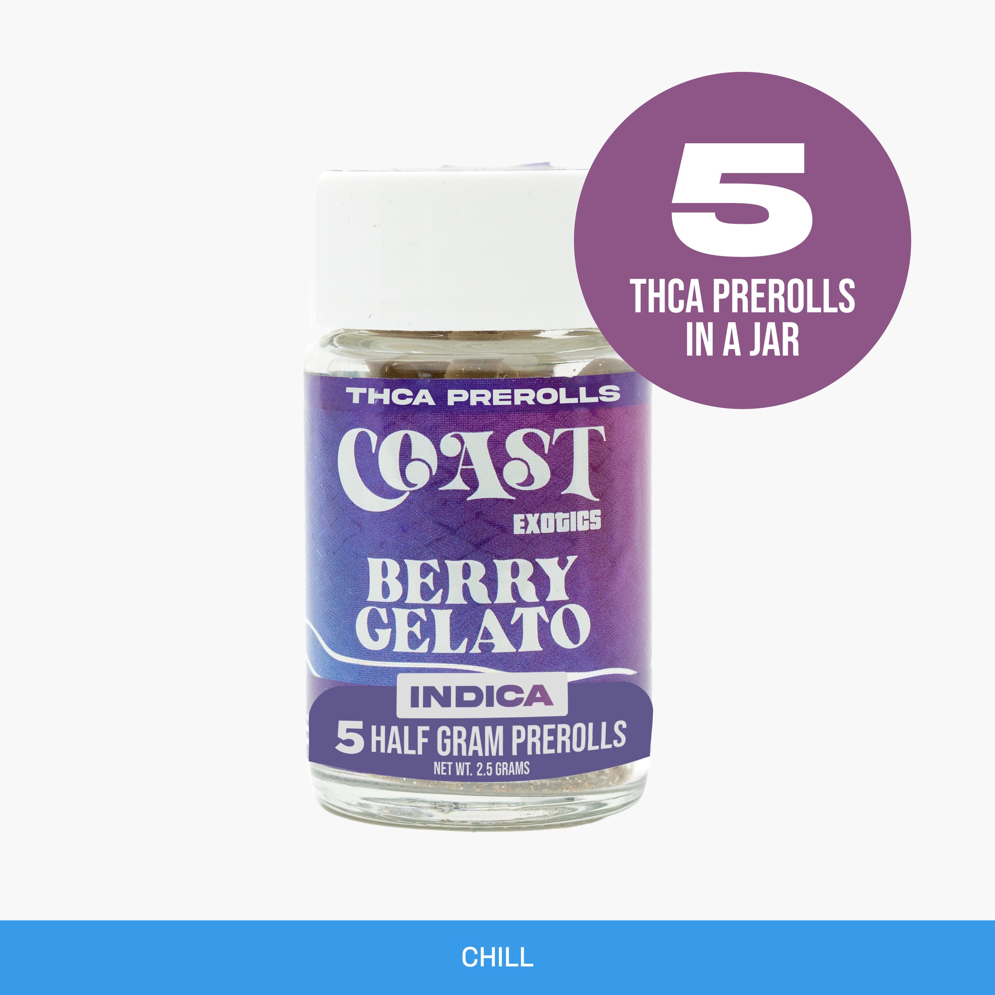 THCA Mini Prerolls - 0.5g Prerolls Kief Rolled - Berry Gelato 5pk