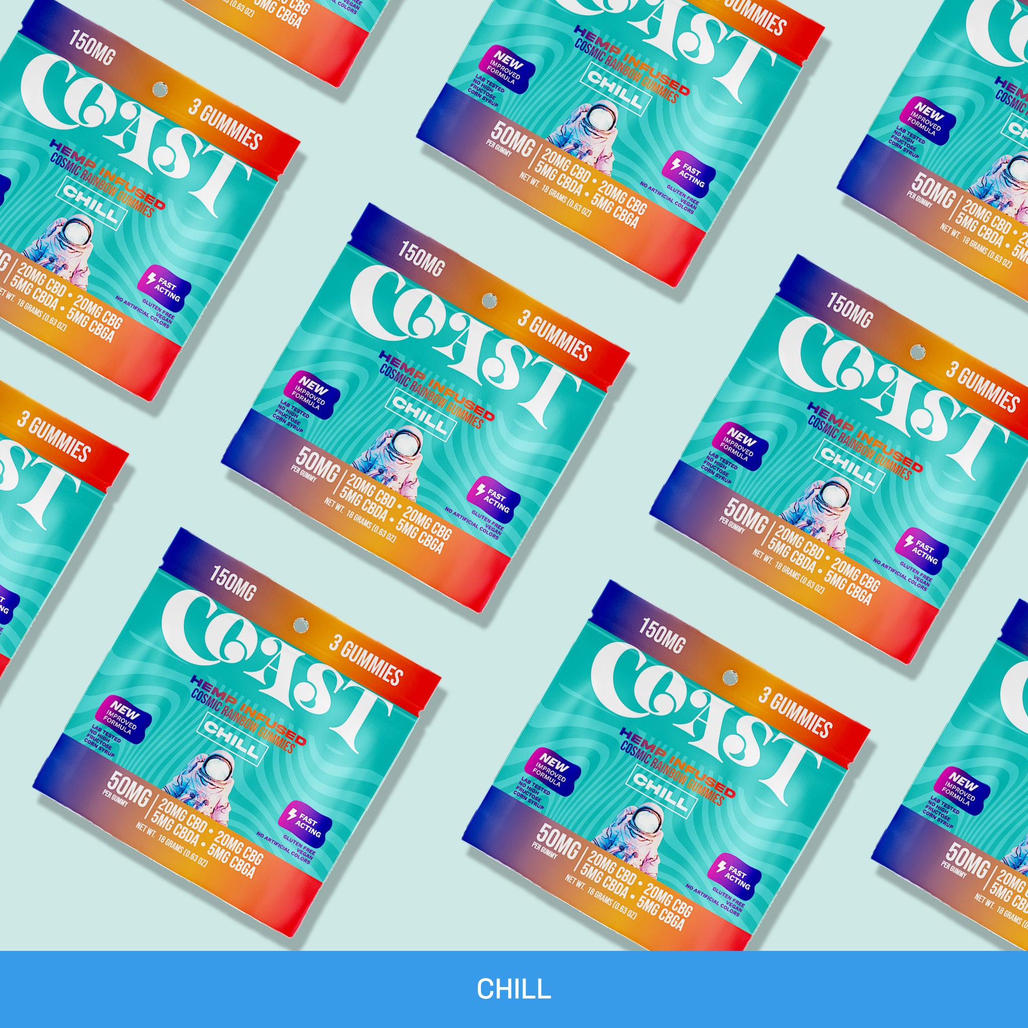 CBD Gummies for Stress and Anxiety - Coast Hemp Infused Gummies - Chill 3pk