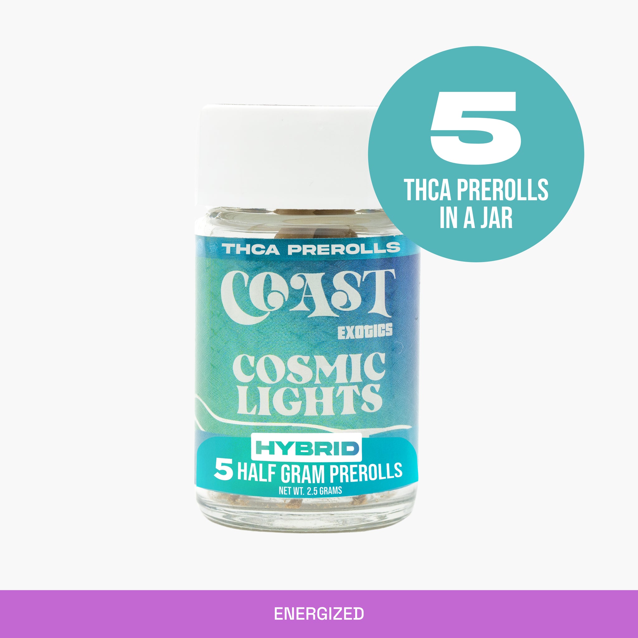 THCA Mini Prerolls - 0.5g Prerolls Kief Rolled - Cosmic Lights 5pk