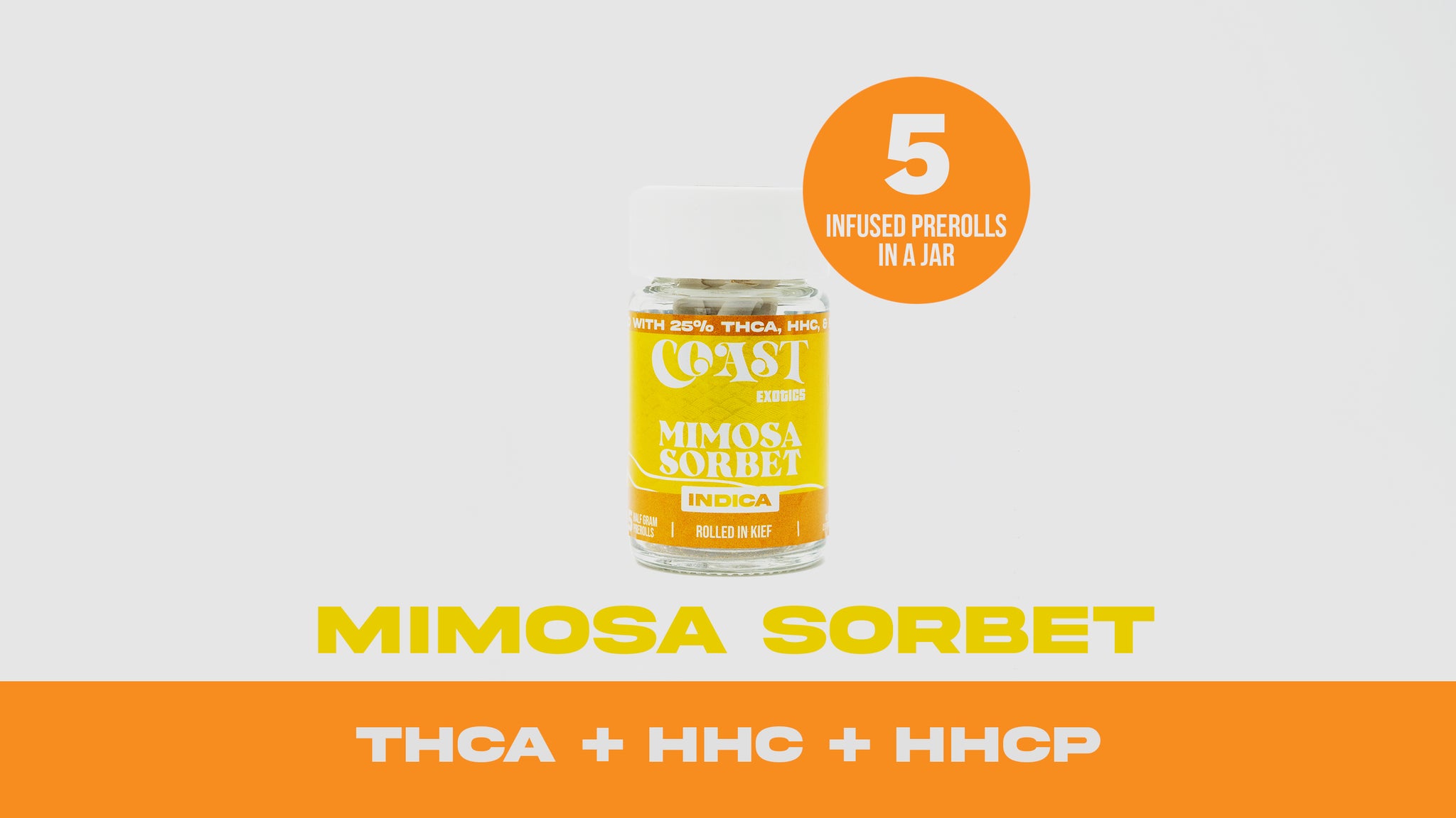 Mimosa Sorbet-5 pack- half gram Thca kiefed preroll