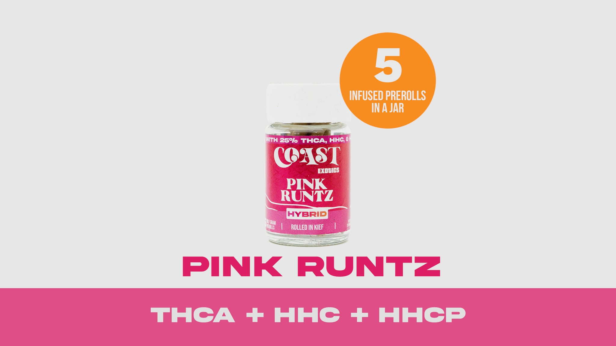 Pink Runtz-5 pack- half gram Thca kiefed preroll