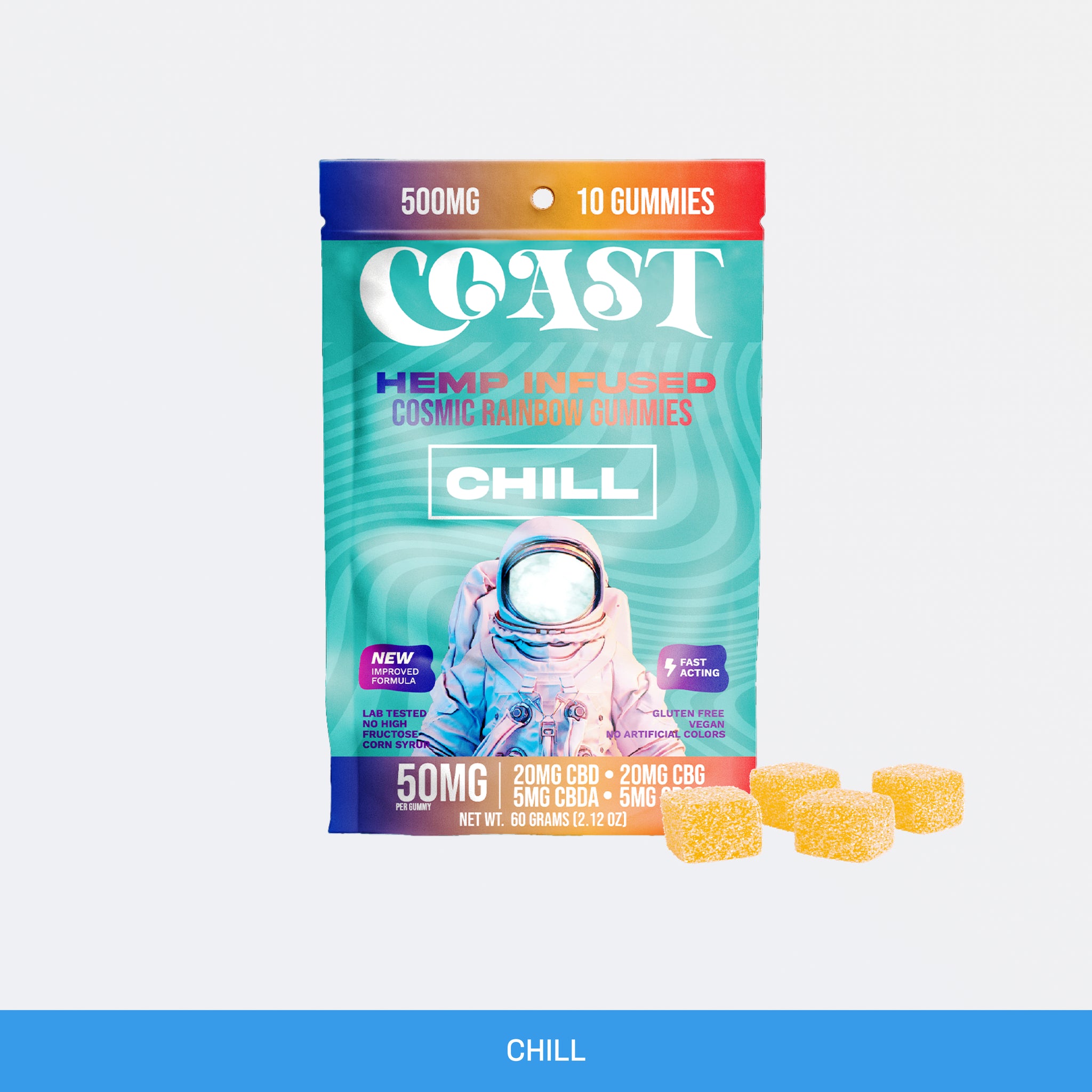 CBD Gummies for Stress and Anxiety - Coast Hemp Infused Gummies - Chill 10pk