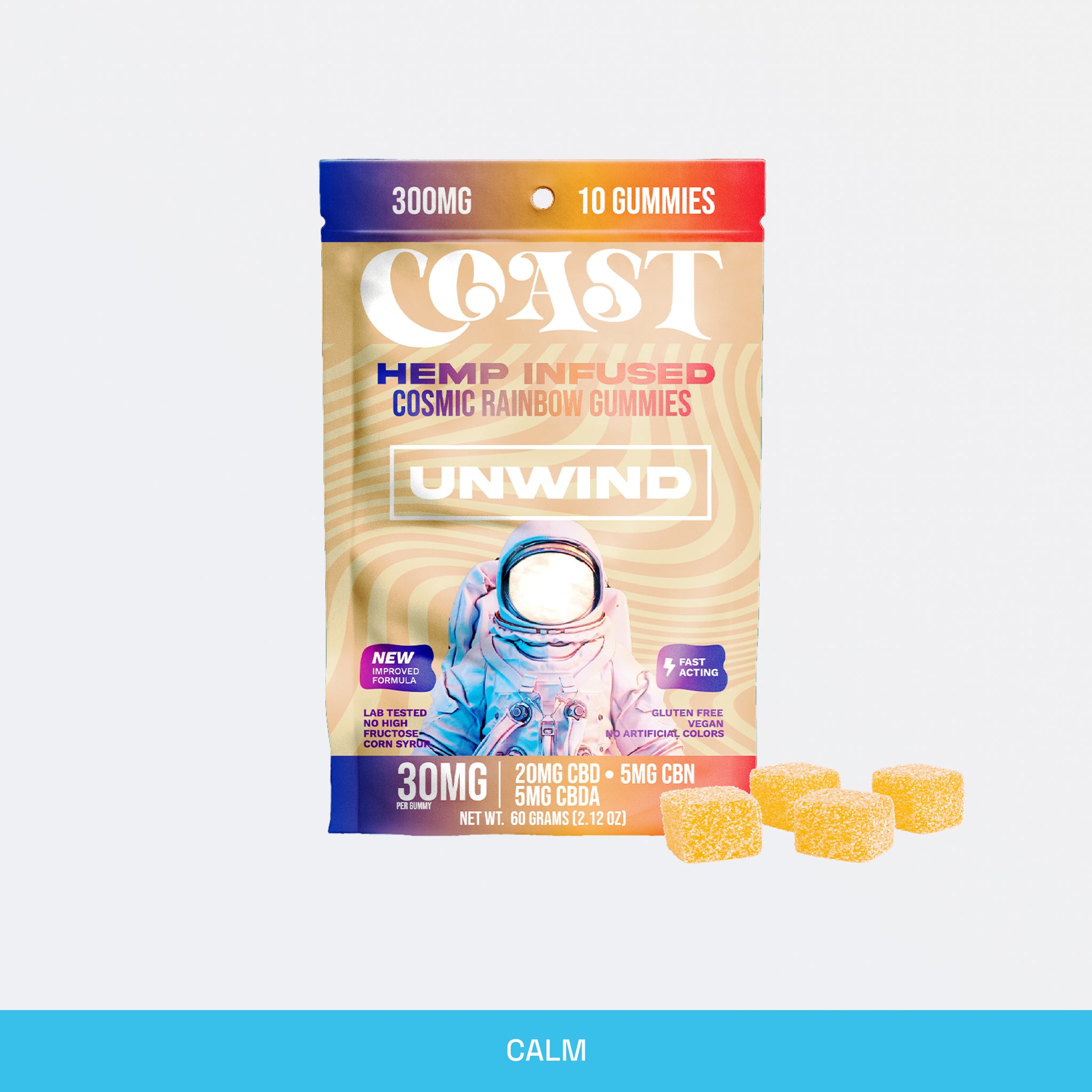 CBD+CBN Sleep Gummies - Coast Hemp Infused Gummies - Unwind 10pk