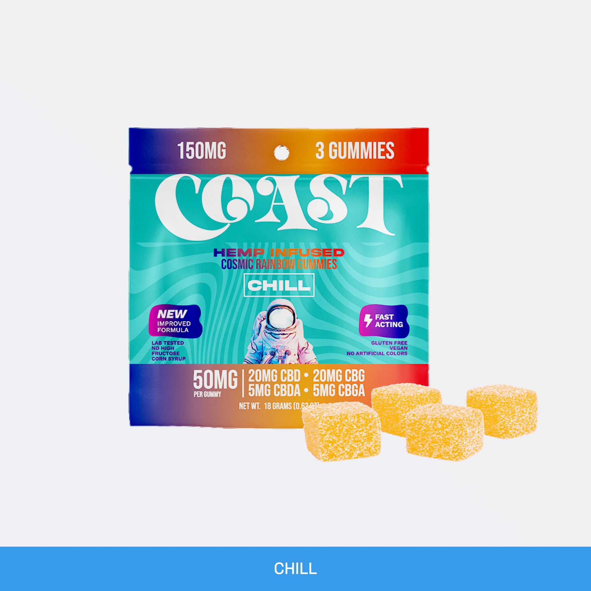 CBD Gummies for Stress and Anxiety - Coast Hemp Infused Gummies - Chill 3pk