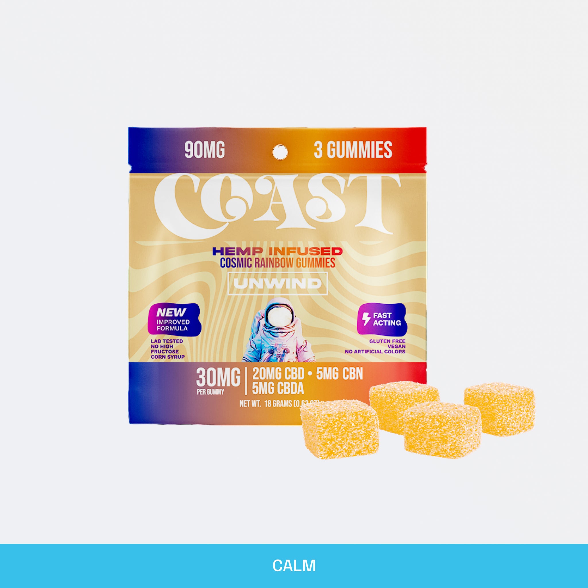 CBD+CBN Sleep Gummies - Coast Hemp Infused Gummies - Rest 3pk
