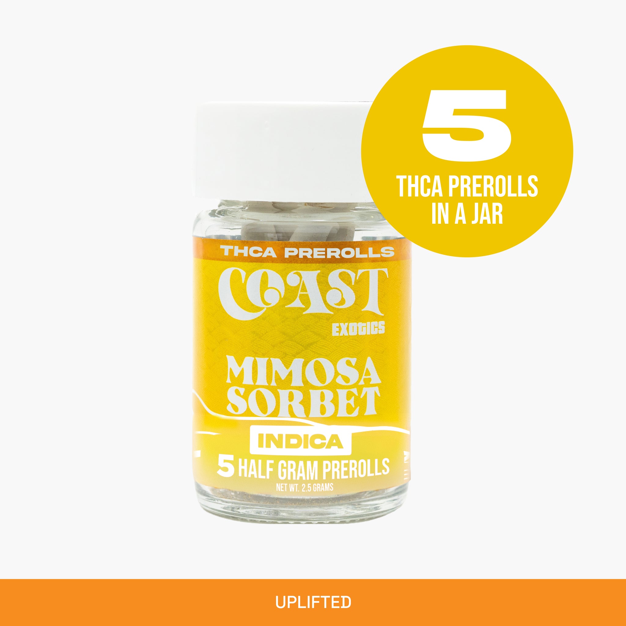 THCA Mini Prerolls - 0.5g Prerolls Kief Rolled - Mimosa Sorbet 5pk