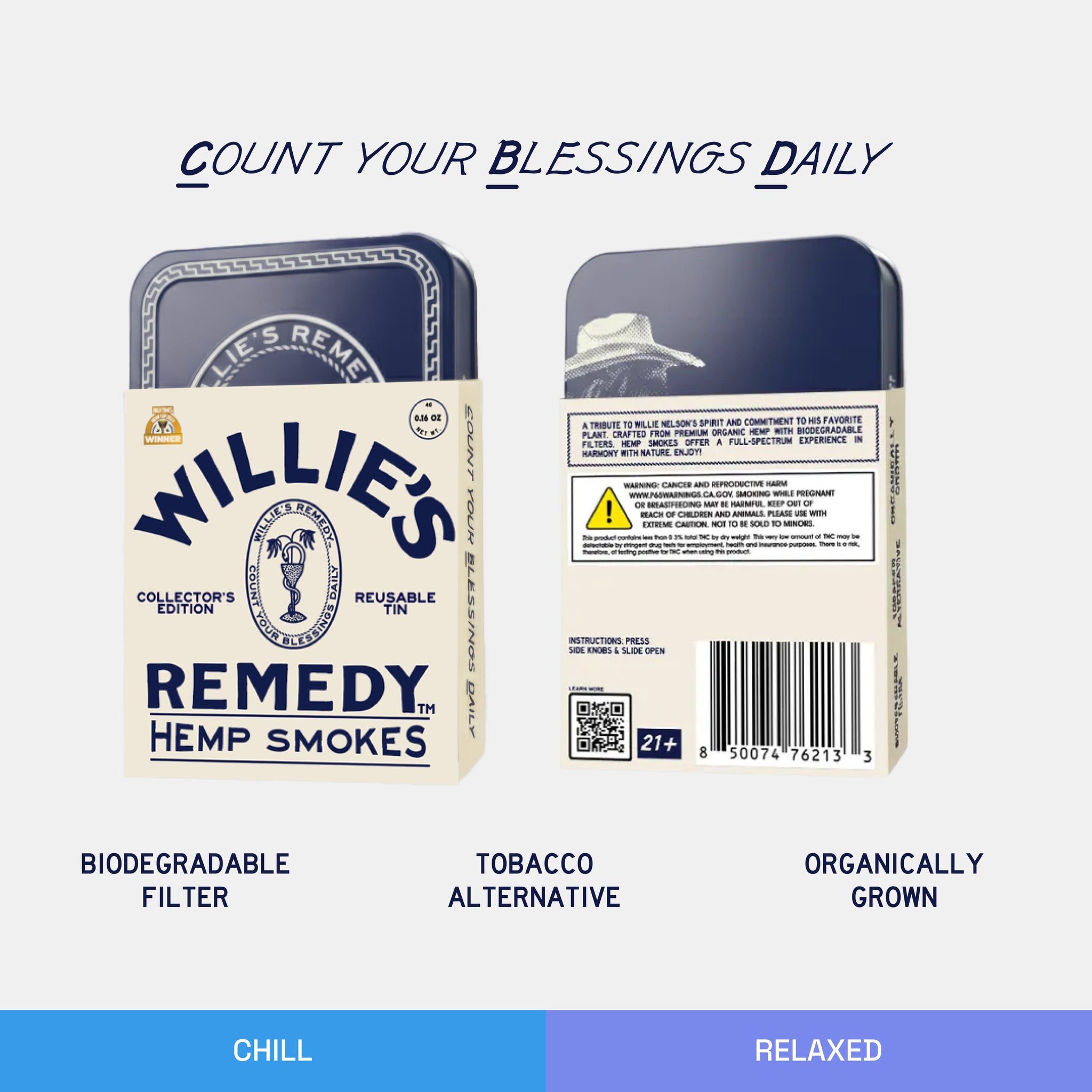 Willie’s Remedy Hemp Smokes 5ct Tin Cans